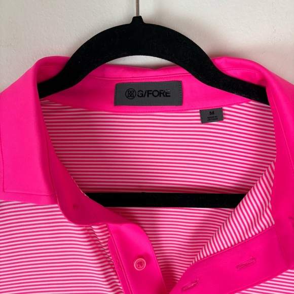 G/Fore Feeder Stripe Fine Tech Jersey Polo Pink Size M - Picture 3 of 5